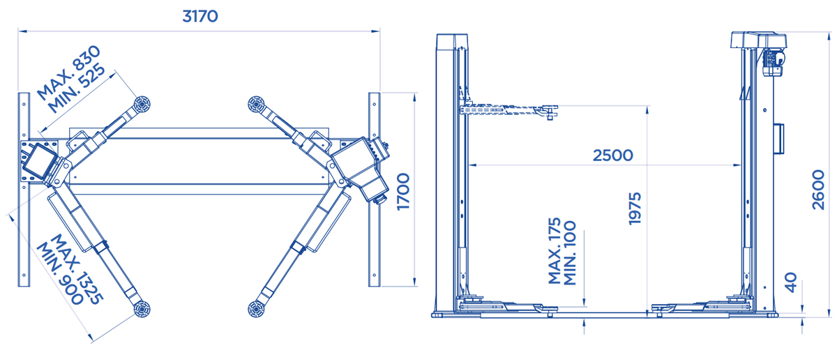 cầu nâng 2 trụ cơ điện 2800kg