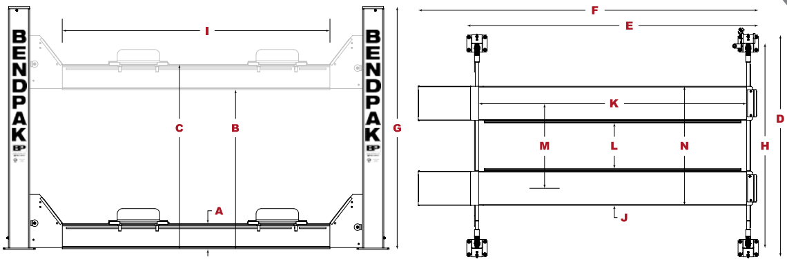 Cầu nâng 4 trụ 18 tấn Bendpak