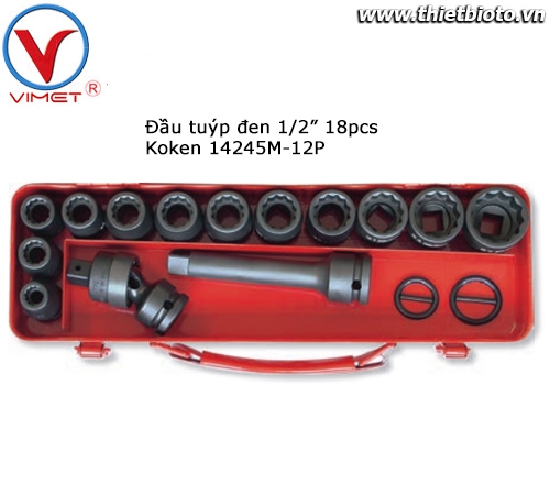 Bộ đầu tuýp đen 1/2 16pcs Koken 14245M-12P