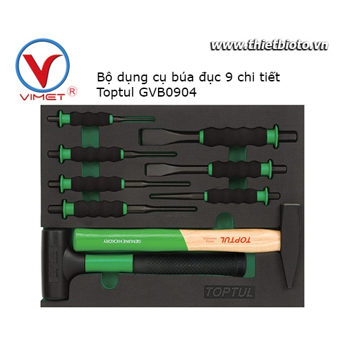 Bộ dụng cụ búa đục 9 chi tiết Toptul GVB0904