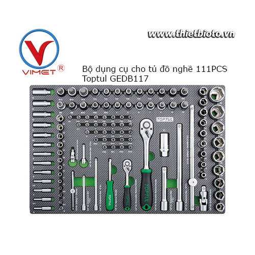 Bộ dụng cụ cần siết và đầu tuýp 111 chi tiết Toptul GEDB117