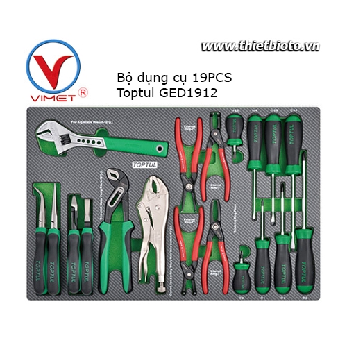 Bộ dụng cụ kìm tua vít bake 19 chi tiết Toptul GED1912