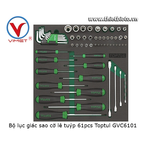 Bộ dụng cụ lục giác sao cờ lê tuýp 61pcs Toptul GVC6101