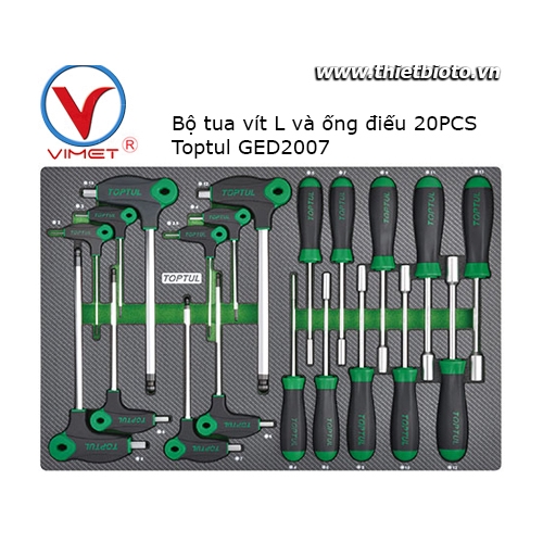 Bộ ống điếu chữ L 20 chi tiết Toptul GED2007