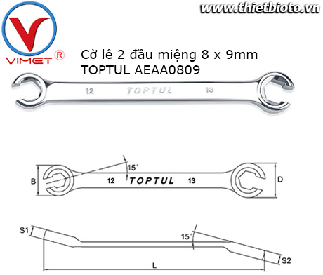 Cờ lê đầu mở 8x9mm TOPTUL AEAA0809