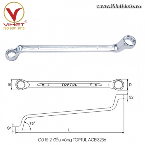 Cờ lê 2 đầu vòng TOPTUL ACEI3236