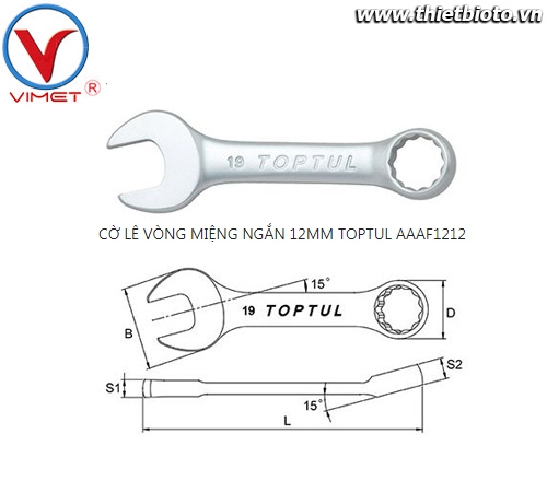 Cờ lê vòng miệng ngắn 10mm TOPTUL AAAF1010