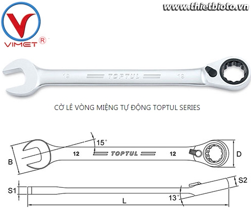 Cờ lê vòng miệng tự động 12mm TOPTUL ABAF1212
