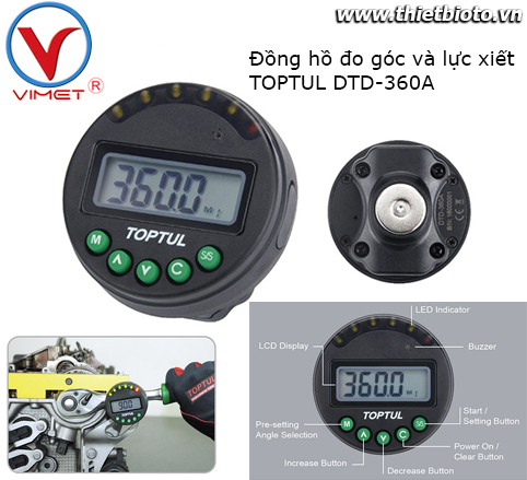 Đồng hồ đo góc và lực xiết Toptul DTD-360A