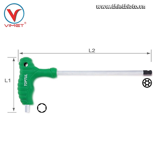 Lục giác L 1 đầu bi Toptul AGCA0621