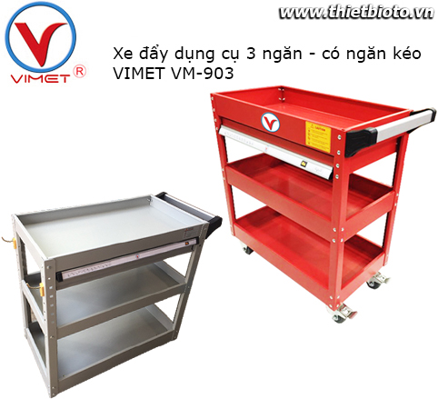 Xe đẩy dụng cụ 3 ngăn có ngăn kéo VIMET VM-903
